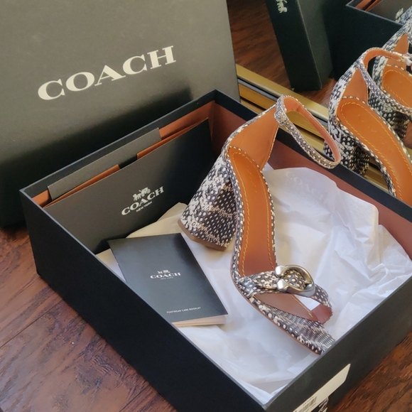 Coach Maya Signature Buckle Snake Print Sandals - Picture 2 of 7